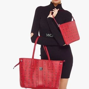 MCM reversible Liz shopper in Candy Red w/ zip pouch - Like New